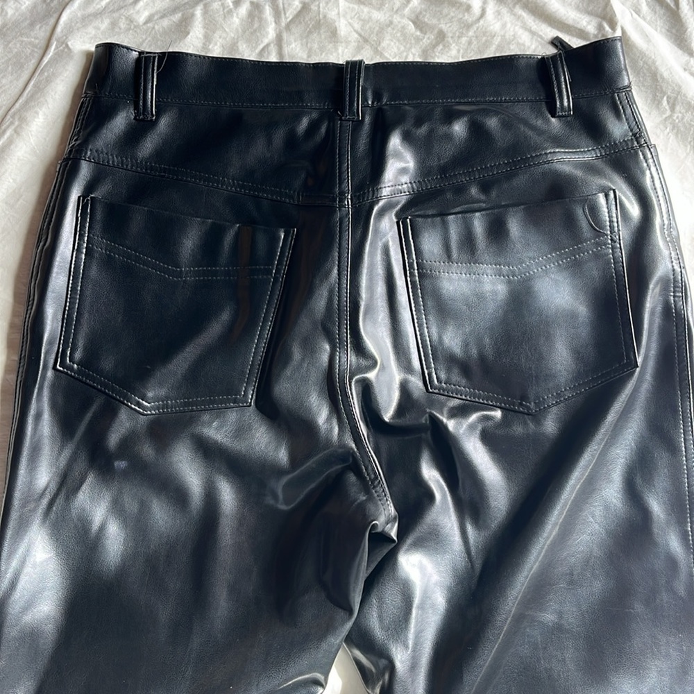 Vintage 90s Positano Charles Lapson  Faux Leather Pants Black Women's 30 - Picture 5 of 14